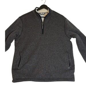 Orvis Mens Gray Fleece Lined 1/4 Zip Pullover Sweater Large